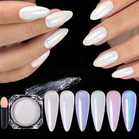 Born Pretty Pearl White Mirror Nail Powder Pigment Dust Nail Art Glitter Chrome Power Aurora Nails Art Decoration Accesorios - Nail Glitter - AliExpress Nails Mirror Powder, White Mirror Nails, Mirror Nails Powder, Nails Powder, Mermaid Nail Art, Pearl Nail Art, Season Nails, Aurora Nails, Art Hacks