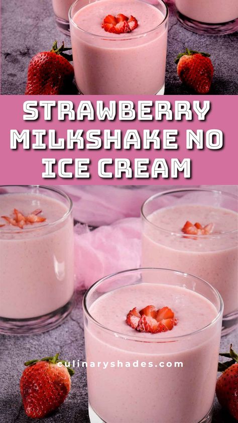 Strawberry Milkshake Smoothie, How To Make A Milkshake Without Ice Cream, Strawberry Milkshake Recipe No Ice Cream, Milkshake Recipe No Ice Cream, Strawberry Milkshake Recipe Without Ice Cream, Milkshake No Ice Cream, Strawberries Milkshake, Milkshake Recipe Without Ice Cream, Ice Cream Milkshake Recipe