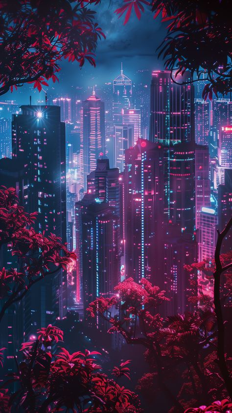 Cyberpunk Wallpaper Iphone, Cyberpunk Wallpaper, City Aesthetics, Cityscape Wallpaper, Magical Landscapes, Cool Background, Fantasy Wallpapers, Wall Street Art, Neon City