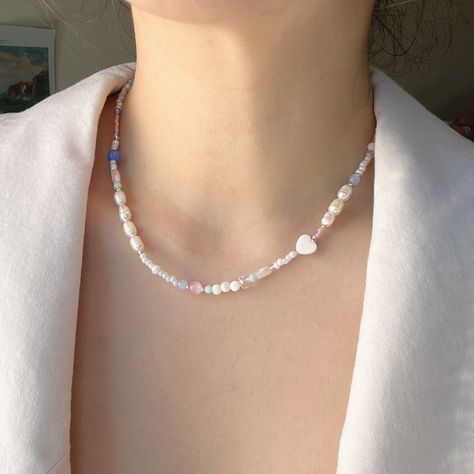 Excited to share this item from my #etsy shop: Summer Pink Freshwater Pearl Beaded Necklace, Pearl Choker, pastel color seed beads necklace, light pink blue beads necklace #pink #lovefriendship #unisexadults #yes #blue #pearlshell #summerjewelry #bohohippie #lobsterclaw Blue Beads Necklace, Seed Beads Necklace, Simple Beaded Necklaces, Pearl Beaded Necklace, Blue Beaded Necklace, Beaded Necklace Diy, Beads Bracelet Design, Pink Necklace, Necklace Pearl