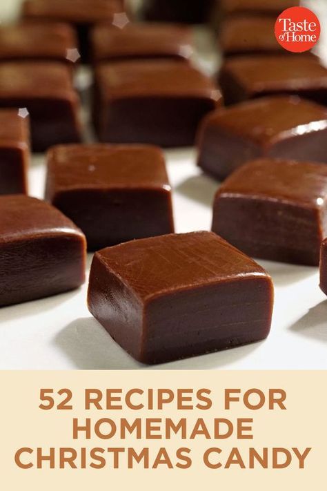 52 Recipes for Homemade Christmas Candy Homemade Christmas Candy, Fudge Caramel, Christmas Candy Easy, Easy Christmas Candy Recipes, Christmas Candy Homemade, Easy Candy Recipes, Christmas Homemade, Christmas Food Gifts, Homemade Sweets