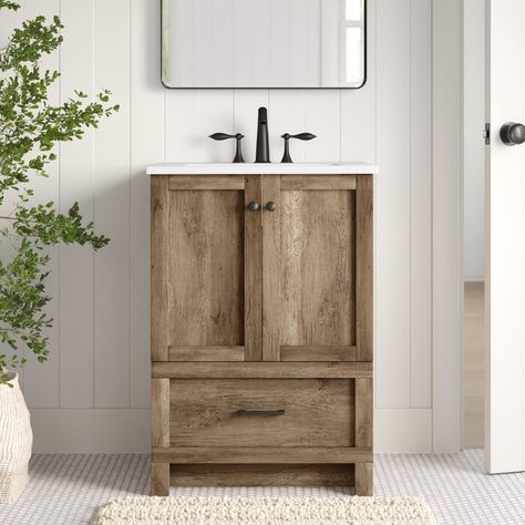 Sand & Stable Ahmed 24" D x 19'' D x 34'' H Single Bathroom Vanity | Wayfair Country Bathroom Vanities, 30 Inch Vanity, 30 Vanity, Bathroom Necessities, Country Bathroom, Single Sink Vanity, Installing Cabinets, Downstairs Bathroom, Full Bathroom