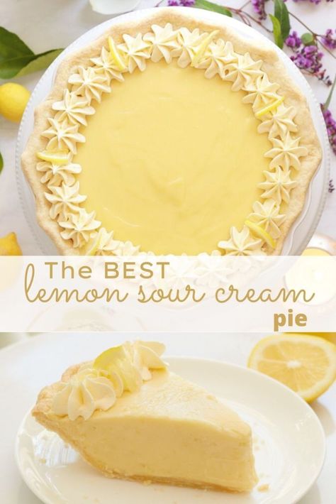 Lemon Ideas, Sour Cream Pie, Gooey Desserts, Lemon Sour Cream Pie, Modern Honey, Pumpkin Spices, Dessert Pie Recipes, Brunch Desserts, Pie Baking