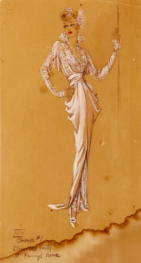 Bette Davis Fashion, Orry Kelly, Auntie Mame, Costume Illustration, An American In Paris, Best Costume Design, Bette Davis, 1930s Fashion, Pin Up Art