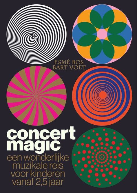 Fig. 44, concert magic, Tom Hautekiet, 2019 One Color Graphic Design, Grow Graphic Design, Magic Poster Design, Magical Graphic Design, Magic Graphic Design, 70s Graphic Design, Circle Aesthetic, Concert Design, Fun Graphic Design