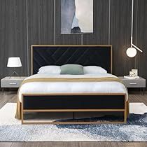 Modern Wood Headboard, Headboard Velvet, Geometric Headboard, Velvet Platform Bed, King Bed Frame, Metal Platform Bed, Wood Headboard, Bed Ideas, Metal Bed Frame