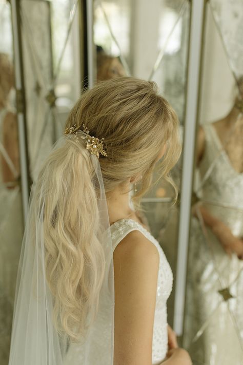 AUDREY chapel veil for wedding ponytails 2 Ponytail With Veil, Wedding Ponytail Hairstyles, Bridal Ponytail, Wedding Ponytail, Wedding Hairstyles For Medium Hair, Bridal Hair Veil, Floral Hair Pieces, Wedding Hairstyles With Veil, Best Wedding Hairstyles