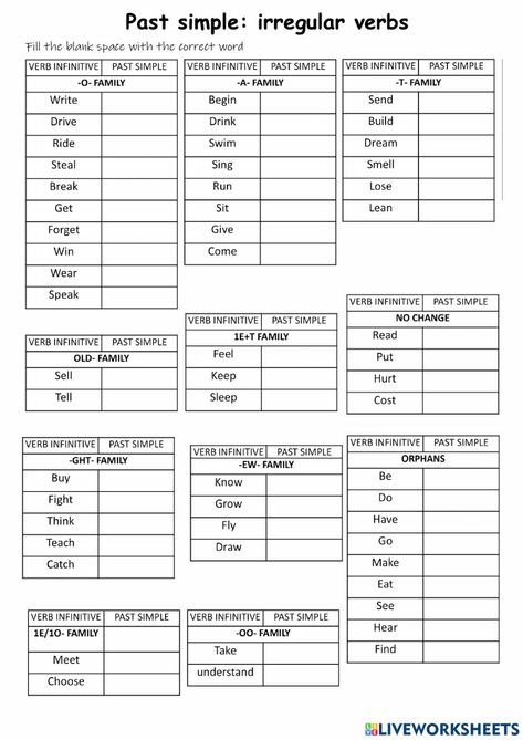 Verb Tenses Worksheet, Tense Activities, Simple Past Verbs, Simple Past Tense Worksheet, Past Tense Worksheet, Verbs Activities, Irregular Past Tense Verbs, Irregular Past Tense, Regular And Irregular Verbs