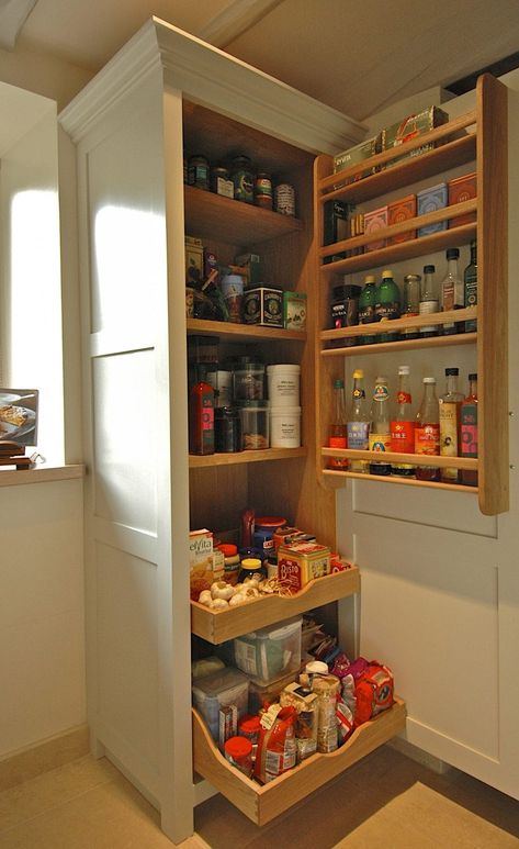 Free Standing Kitchen Units, Kitchen Larder Cupboard, Kitchen Larder, Larder Cupboard, Kitchen Design Diy, Pantry Cupboard, Small Kitchen Storage, Kitchen Pantry Design, Kitchen Stand