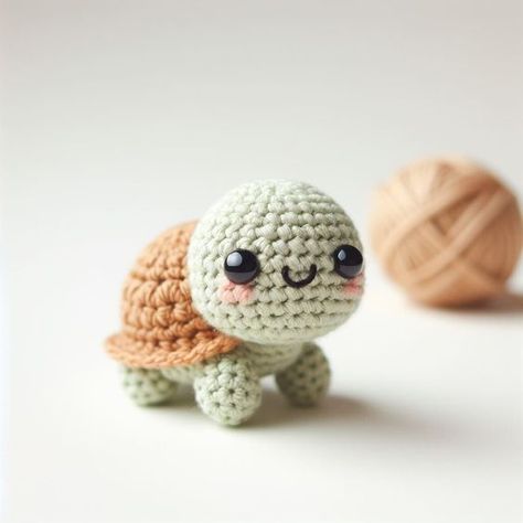 Crochet Patterns For Kids To Make, Crochet Amigurumi Turtle, Small Turtle Crochet Pattern Free, Crocheted Sea Creatures, Cute Mini Crochet Animals, Cute Knitted Things, Crochet Mini Stuffed Animals, How To Crochet A Turtle, Small Crochet Projects For Beginners