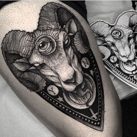 Tattoo Goat, Satanic Tattoos, Ram Tattoo, Rams Head, Sick Tattoo, Aries Tattoo, Witch Tattoo, Skull Art Drawing, Inspiration Tattoos