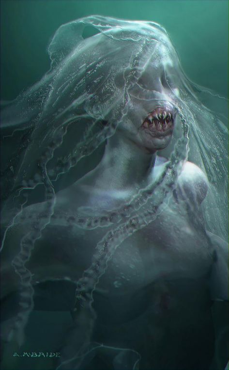 Siren Creature, Scary Mermaid, Pirate Of The Caribbean, Evil Mermaids, Realistic Mermaid, Dark Mermaid, Concept Art Gallery, Sea Siren, Deep Sea Creatures