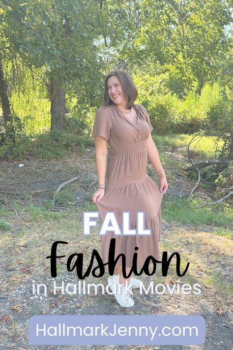 HallmarkJenny wearing a fall fashion dress, post about fall clothes inspired by Hallmark Movies Hallmark Outfits, Hallmark Movie Outfits, Hallmark Movie Fashion, Hallmark Movie, Hallmark Movies, Hallmark Channel, Movies Outfit, Movie Fashion, Character Costumes