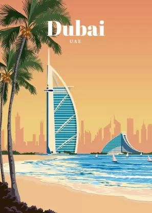 Travel To Dubai, Nordic Wall Art, Cat Air, Dubai Travel, Lukisan Cat Air, Tattoo Life, City Landscape, Landscape Illustration, Poster Vintage