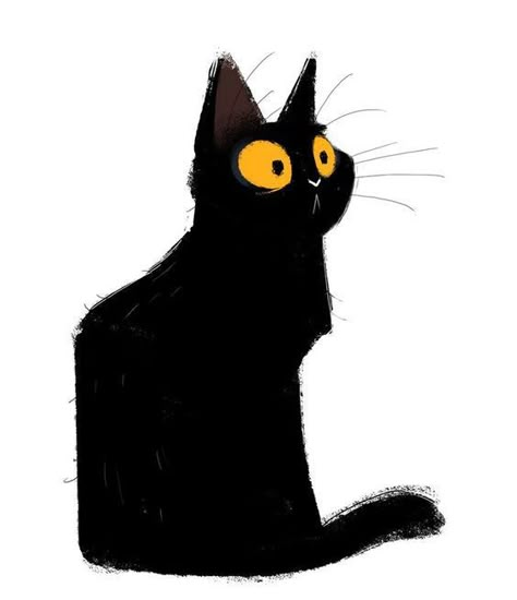 Pinterest Black Cat Sketch, Black Cat Drawing, Cat Doodle, Cat Sketch, Happy End, Drawing Faces, Black Cat Art, A Black Cat, 캐릭터 드로잉