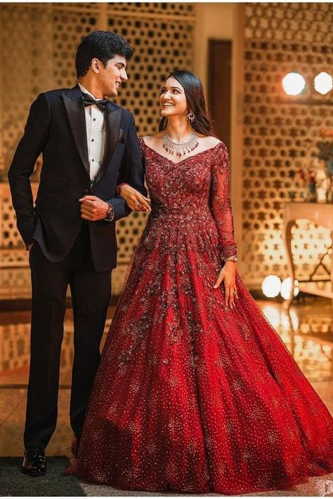 Presenting you Elegant Reception Gowns for brides. From princess bridal gown to simple bridal gown, we have got variety of designs, #weddingbazaar#indianwedding #gownforbridereception #receptiongownforbride #receptiongownwedding #receptiongownindianbridallatest #receptiongownindianbridal #receptiongownindianwedding #receptiongownlatest #receptiongownevening #receptiongownforbridesister #receptiongownred #receptiongownblue #receptiongownpink #receptiongownlook #receptiongowngreen #receptiongown Maroon Gown Indian Reception, Bride Groom Wedding Dress Indian, Royal Reception Look Indian, Wedding Gown Indian Receptions, Engagement Outfits For Indian Bride, Mehandi Night Dress For Bride, Gowns Dresses Indian Receptions For Bride, Reception Gowns Indian Bridal Latest, Reception Groom Outfit Indian