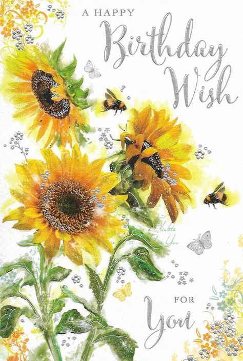 Birthday Cards Female, Friend Birthday Card, Sunflower Images, Get Well Wishes, Garden Birthday, Happy Wishes, Birthday Cards For Women, Luxury Card, Birthday Cards For Friends