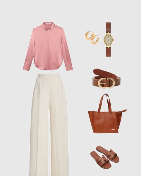 Comment links 🔗 to get link into dm. Make sure to follow me for more. . . . . Pinterest outfit ideas, Affordable fashion, Meesho outfits, Myntra outfits, Budget-friendly fashion . . . . #myntrahaul #affordablefashion #pinterestinspired #budgetfashionista Meesho Outfits, Pinterest Outfit Ideas, Pink Silk Blouse, Cream Outfit, How To Look Expensive, Cream Trousers, Brown Tote Bag, Casual Day Outfits, Brown Outfit