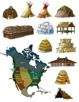 Native American Houses Clip Art by Matthew Barr Clip Art | TPT Indigenous Architecture, Native American Map, Native American Houses, American Fiction, Old House Design, Primitive Houses, Native American Home, Bujo Stickers, Eastern Woodlands