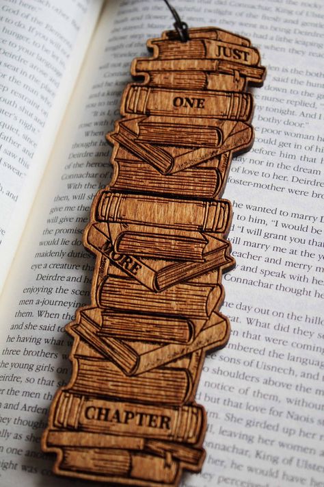 Wooden Bookmark book stack one more chapter adventure quote | Etsy Poem Books, Adventure Quote, Wood Burning Patterns Stencil, Laser Cut Wood Crafts, Woodburning Projects, Laser Engraved Ideas, One More Chapter, Wood Burning Crafts, Laser Art