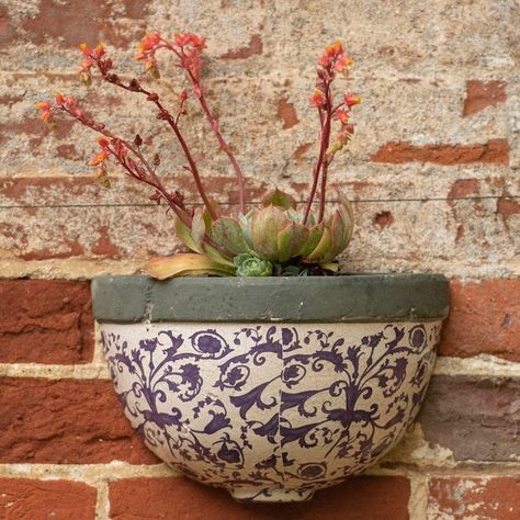 Ceramic Bird Bath, Ceramic Wall Planters, Clay Wall Hanging, Wall Planters, Hanging Plant Wall, Wall Hanging Basket, Pottery Painting Designs, Classical Design, Plant Decor Indoor