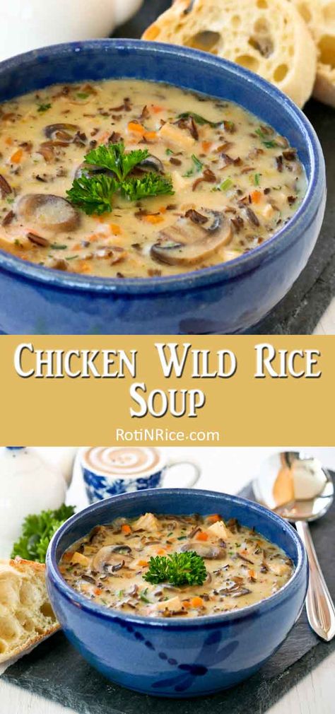 Wild Rice Soup Recipes, Chicken Wild Rice, Chicken Wild Rice Soup, Rice Soup Recipes, Chicken And Wild Rice, Wild Rice Soup, Savory Soups, Cooked Chicken, Rice Soup