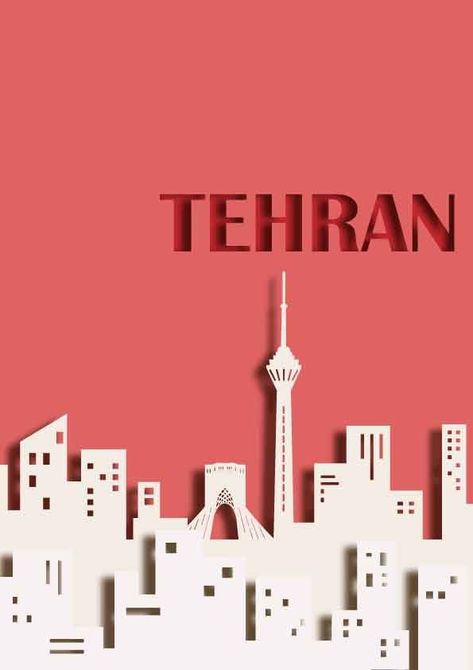 papercut out art illustration of TEHRAN by illustrator Iran Illustration Art, Tehran Illustration, Tehran Wallpaper, Iran Illustration, Iran Poster, Syria Country, Japanese Tattoo Words, Typography Shirt Design, Office Wall Design