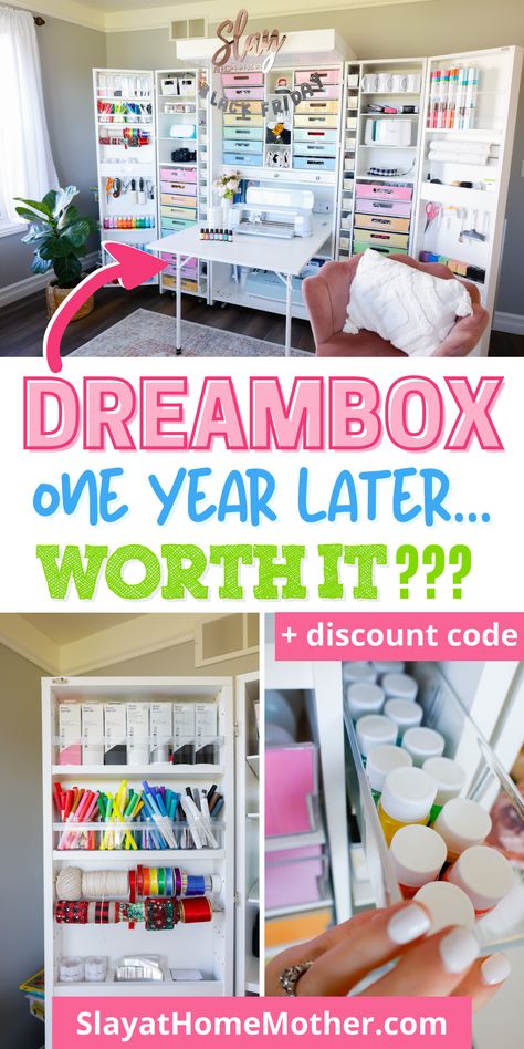 Dreambox Craft Room, Craft Storage Small Space Diy, Dream Box Ikea Hack, Craft Room Cabinets Organization, Arts And Crafts Storage Cabinet, Cricut Maker Storage Ideas, Craft Storage In Bedroom, Craft Organization Closet, Craft Room Cabinets Storage