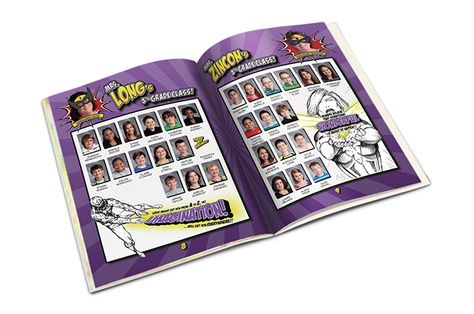 School Yearbook Design, Comic Book Yearbook, Elementary School Yearbook, Yearbook Inspiration, 5th Grade Graduation, Yearbook Layouts, Kids Technology, Yearbook Themes, Yearbook Design