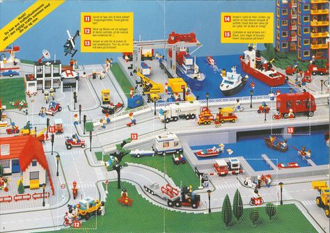 Lego Frisk I Trafik catalog Space Castle, Lego Town, Lego Kits, Lego City Sets, Lego Buildings, Gamer Setup, Lego System, Vintage Lego, City Layout