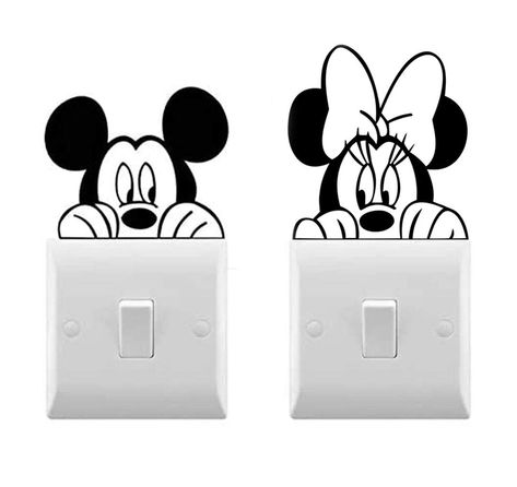 PRICES MAY VARY. Mickey and Minnie Stickers - Cool Room Switch Light Decals Inside the Package - 2 Pack Removeable Mickey and Minnie Stickers Will not Damage your walls or Leave any Residue You Can Use These Stickers - In your Car, Laptop, Phone, Room Drawers and more If You Are Not 100% Satisficed With this Product, We'll Make it up to You and will be Happy to Get it Back, and Send You a Full Refund Disney Kids Room, Disney Curtains, Cool Decals, Disney Kids Rooms, Minnie Mouse Wall Decals, Mickey Mouse Wall Art, Light Switch Decal, Mickey Kitchen, Mickey Mouse Wall