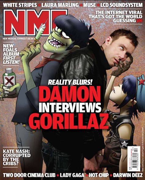 NME featuring Damon Albarn and his fictional, musical counterparts - The Gorillaz Gorillaz Plastic Beach, Jamie Hewlett Art, Nme Magazine, Laura Marling, Cartoons Band, Two Door Cinema Club, Monkeys Band, Jamie Hewlett, Gorillaz Art