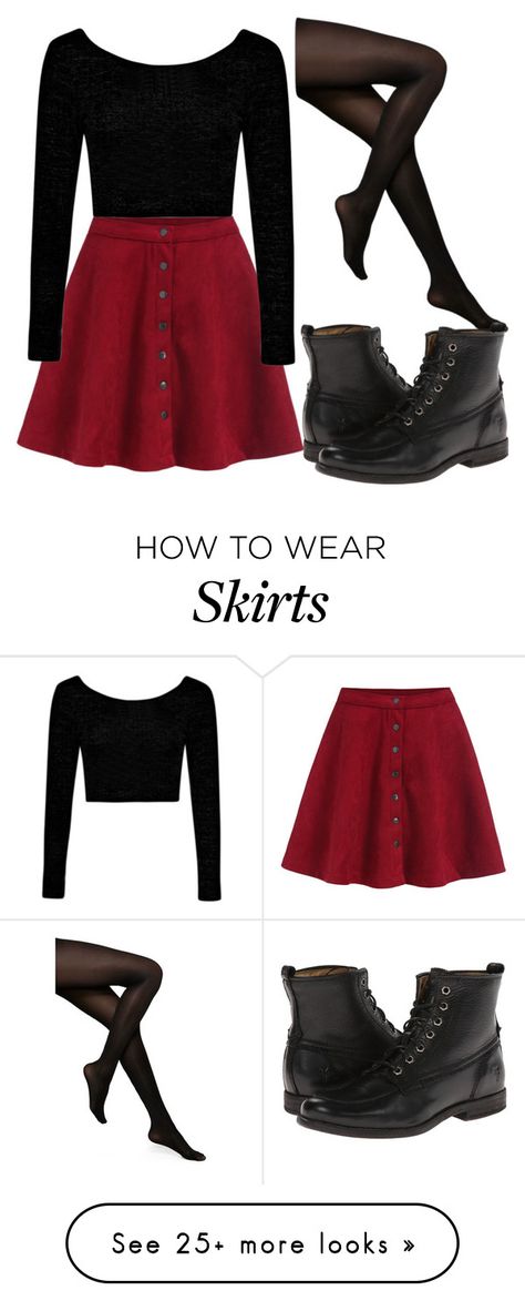 "Red Skirt" by bubbly-bookworm on Polyvore featuring Boohoo, Kate Spade and Frye Red Skirt Black Top Outfit, Dark Red Skirt Outfit, Red Skirt Outfit Aesthetic, Red Skirt Outfit Ideas, Red Skirt Outfit, Red Skirt Outfits, Stil Boho, Red Skirt, Red Skirts