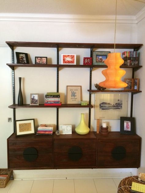 Ikea Hack... great for an office... Mid-Century Modern Furniture Shelving from IKEA Rast Mid Century Modern Bookshelf, Ikea Algot, Mid Century Modern Shelves, Modern Shelving Units, Modern Bookshelf, Ikea Hackers, Modern Shelving, Décor Boho, Furniture Hacks