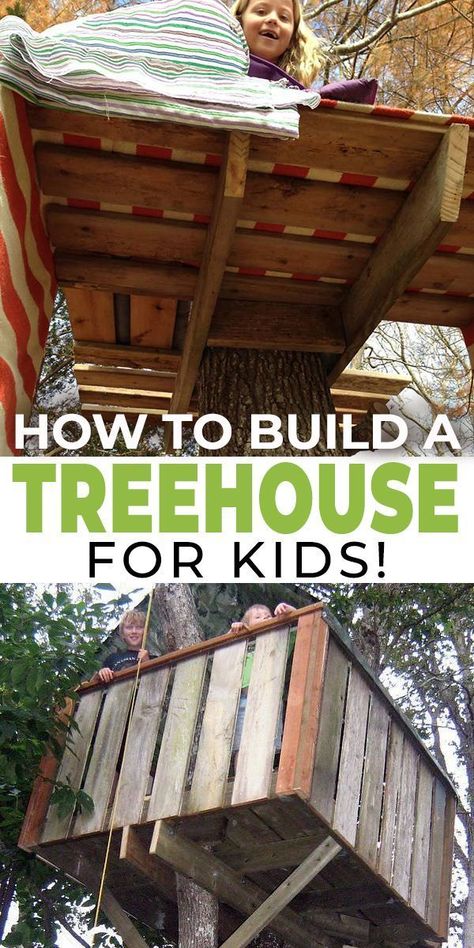 Learn how to build a treehouse for your kids. We show you a variety of ideas, projects and tutorials for you to choose from. #treehouse #treehouseideas #diytreehouse #buildatreehouse #treehouseforkids #buildtreehouse Build A Tree House Diy, How To Build A Tree House, Diy Treehouse Ideas, How To Build A Treehouse, Easy Diy Treehouse, Diy Treehouse For Kids, Treehouse For Kids, Outdoor Clubhouse, Diy Treehouse