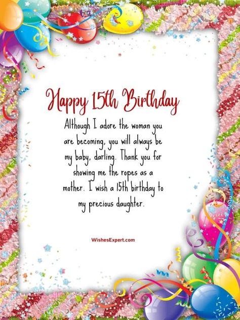 15th Birthday Wishes And Messages Happy 15th Birthday Daughter, Turning 15 Birthday Captions, 16 Birthday Wishes Messages, 15 Birthday Wishes Daughter, Birthday Daughter From Mom, 15th Birthday Quotes, Qoutes For Girls, 25th Birthday Quotes, Niece Birthday Wishes