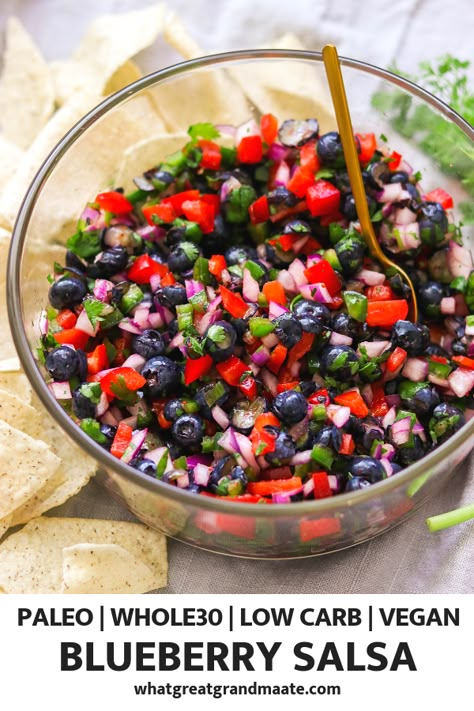 Blueberry Salsa, Fruit Salads, Healthy Summer Recipes, Low Carb Vegan, Dip Recipe, Whole 30 Recipes, Fruit Recipes, Keto Dessert, Appetizer Snacks