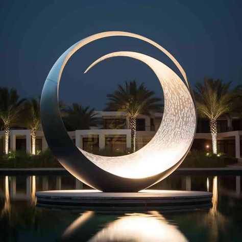 metal circle sculpture,circle sculpture,moon light sculpture,light sculpture,abstract sculpture,modern sculpture,metal art sculpture,moon sculpture Crescent Moon Sculpture, Modern Metal Sculpture, Port Damali, Moon Arch, Moon Sculpture, Monument Signage, Star Mirror, Circle Abstract, Architectural Signage