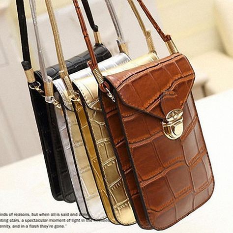 Pochette Portable, Clutch Purse Black, Cell Phone Bag, Tas Fashion, Flap Handbags, Small Clutch, Mobile Phone Bag, Crocodile Leather, Women Handbag