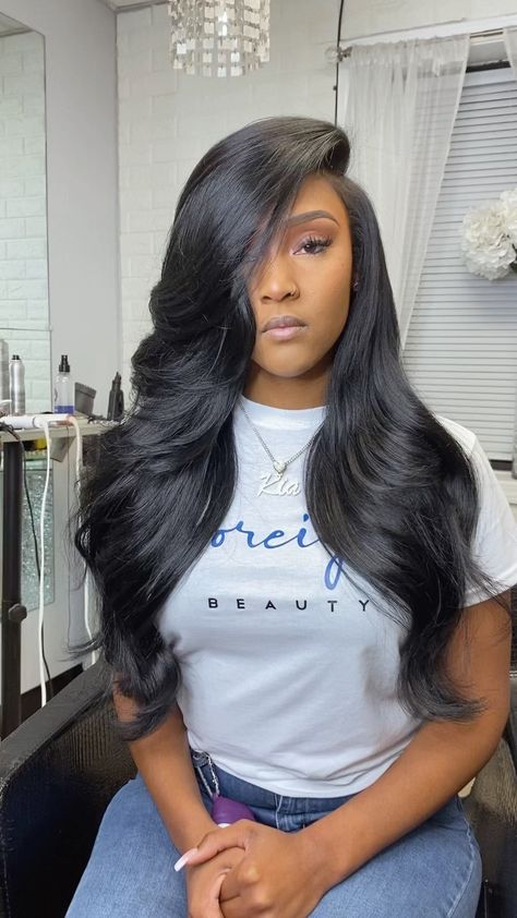 Frontal Sew In Side Part, Frontal Wig Hairstyles Side Part, Wig Hairstyles Side Part, Lace Frontal Wig Hairstyles, Sew In Side Part, Hairstyles Side Part, Natural Sew In, Frontal Wig Body Wave, Deep Side Part