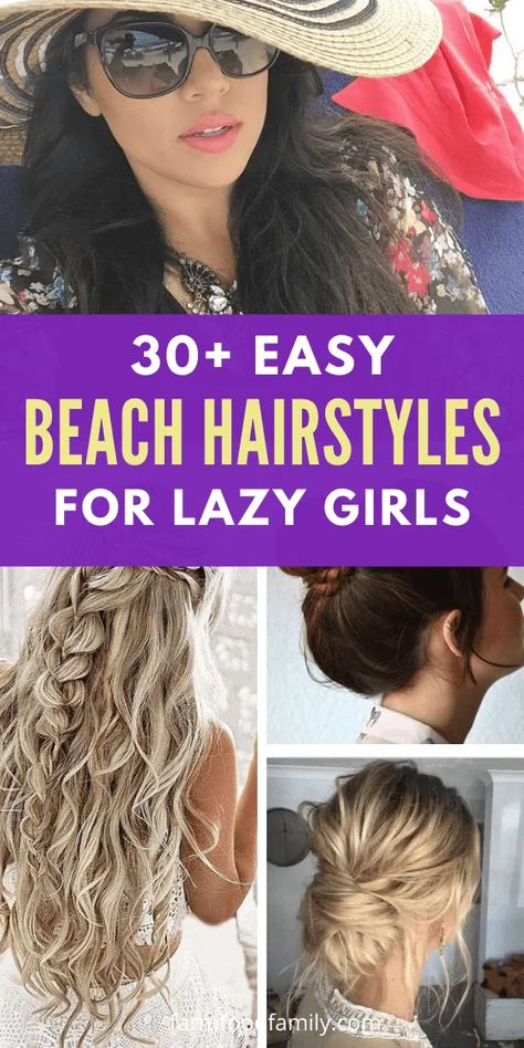 30+ Super Easy Beach Hairstyles For Lazy Girls This Summer 2020 Easy Pool Party Hairstyles, Easy Hair For Beach Days, Lazy Summer Hairstyles, Easy Beach Hairstyles For Medium Hair, Post Beach Hairstyles, Beach Hairstyles With Bangs, Beach Hairstyles For Frizzy Hair, Summer Hairstyles For Frizzy Hair, Beach Hairdos For Long Hair