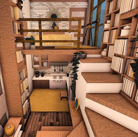 Bloxburg Condo, Bloxburg Room Layout, Bloxburg Basement Layout, Bloxburg Town Ideas Layout Small Plot, Loft Apartment Bloxburg, Bloxburg Loft House, Bloxburg Tiny House, Bloxburg Small House Ideas, Bloxburg Townhouse Layout