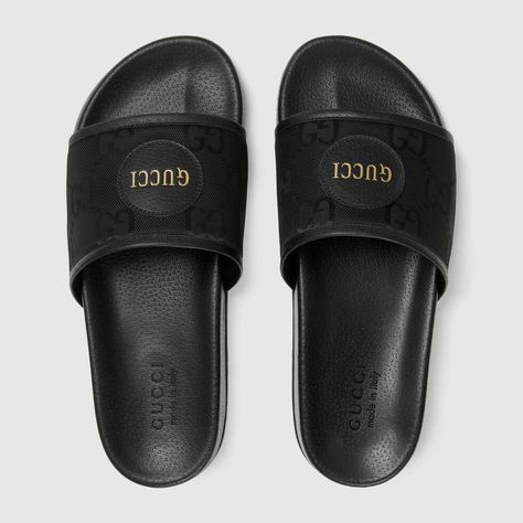 Shop the Men's Gucci Off The Grid slides in black at GUCCI.COM. Enjoy Free Shipping and Complimentary Gift Wrapping. Slides For Men, Mens Slide Sandals, Gucci Slides, Designer Slides, Men Slides, Mens Shoes Black, Mens Slides, Mens Designer Shoes, Gucci Men Shoes