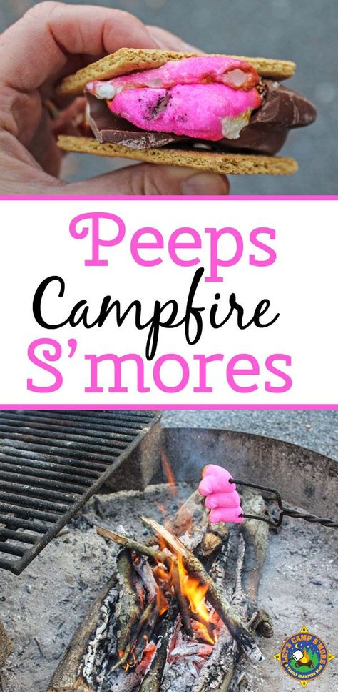 Peeps Campfire S'mores - Want a unique Easter treat? Create Peeps Campfire S'mores with Easter Peeps and a hollow chocolate bunny while camping. They are fun and easy! Easter Camping, Dutch Oven Camping Recipes, Campfire Smores, Campfire S'mores, Smore Recipes, Dutch Oven Camping, Easy Camping Meals, Unique Easter, Campfire Cooking