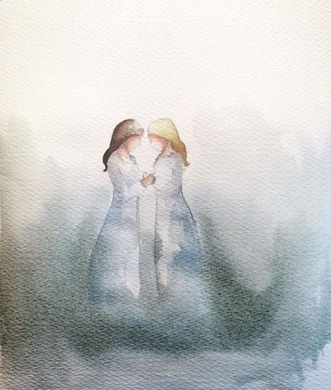 Kate Lee on Instagram: “Love One Another. 💜❤️ Everyone needs someone to love them just as they are. Let’s all be that someone for someone. . “Sisterhood.”…” Kate Lee Lds Art, Christian Minimalist, Lds Artwork, Kate Lee, Mormon Art, Journey Art, Father Art, Watercolor Woman, Uplifting Thoughts