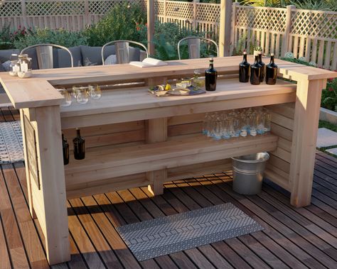 Homemade Outdoor Bar, Make Your Own Bar, Backyard Bungalow, Diy Outdoor Bar Plans, Outdoor Bar Plans, Homemade Bar, Deck Bar, Pallet Bar Diy, Outdoor Grill Station