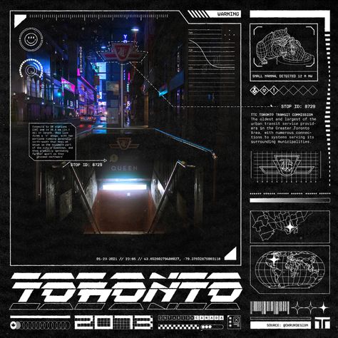 赛博朋克多伦多海报系列 on Behance Toronto Poster, Thumbnail Ideas, Cyberpunk Design, Graphic Shapes Design, Poster Graphic, Futuristic Aesthetic, General Assembly, Poster Series, Cyberpunk Style