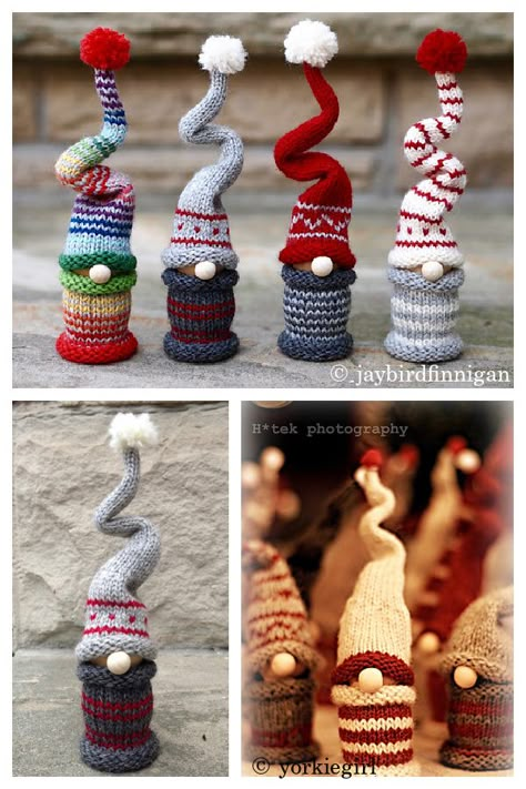 Christmas Knitting Projects, Knit Christmas Ornaments, Knitted Christmas Decorations, Christmas Knitting Patterns Free, Spool Crafts, Knitted Items, Knitting Patterns Toys, Christmas Knitting Patterns, Diy Gnomes