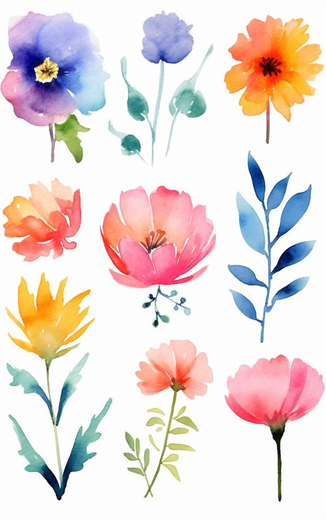 Single Flower Painting, Country Watercolor, Loose Florals, Watercolor Clip Art, Watercolor Flower Art, Watercolor Images, Colorful Wedding, Easy Watercolor, Botanical Flowers