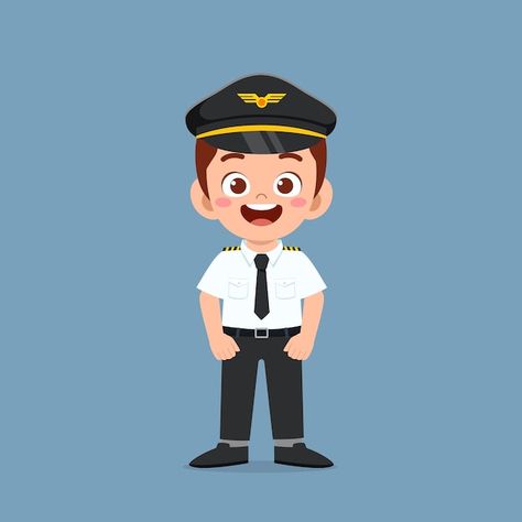 Happy cute little kid boy wearing pilot ... | Premium Vector #Freepik #vector #flight-attendant #pilot #airplane-pilot #work-uniform Pilot Uniform, Kids Wear Boys, English Activities For Kids, Illustration Art Kids, School Illustration, Boy Illustration, Kid Boy, Boys Wear, Animated Images